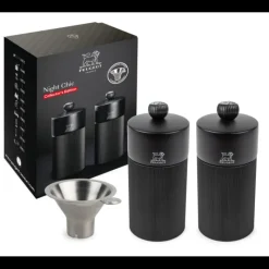 PEUGEOT Coffret 2 Moulins Manuels Sel & Poivre Noir Mat 12 cm + Entonnoir* Moulin