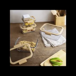 PEBBLY Coffret de 4 Boîtes de Conservation en Verre et Pompe de Mise Sous-Vide* Conservation