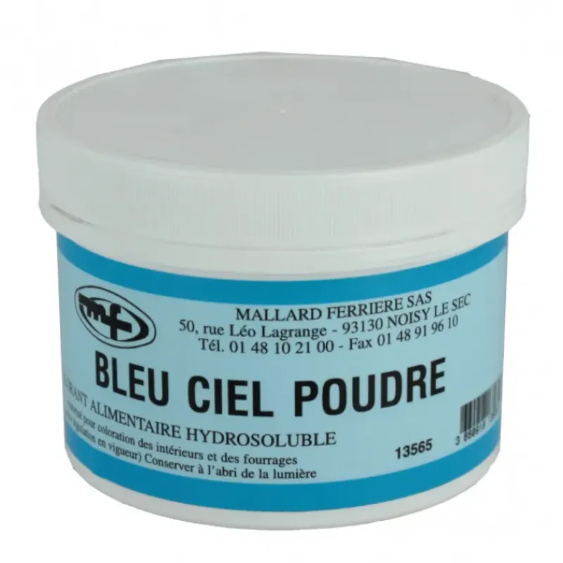 MALLARD FERRIERE Colorant alimentaire Bleu Ciel E133 Poudre Hydrosoluble 100g* Colorants Alimentaires