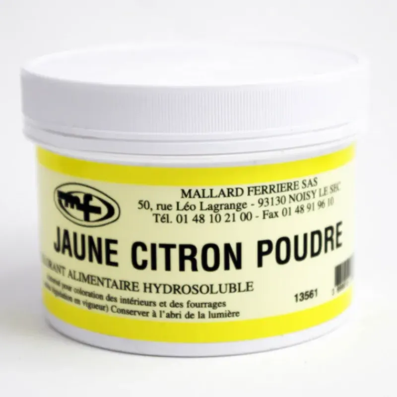 MALLARD FERRIERE Colorant alimentaire Jaune Citron E102 Poudre Hydrosoluble 100g* Colorants Alimentaires