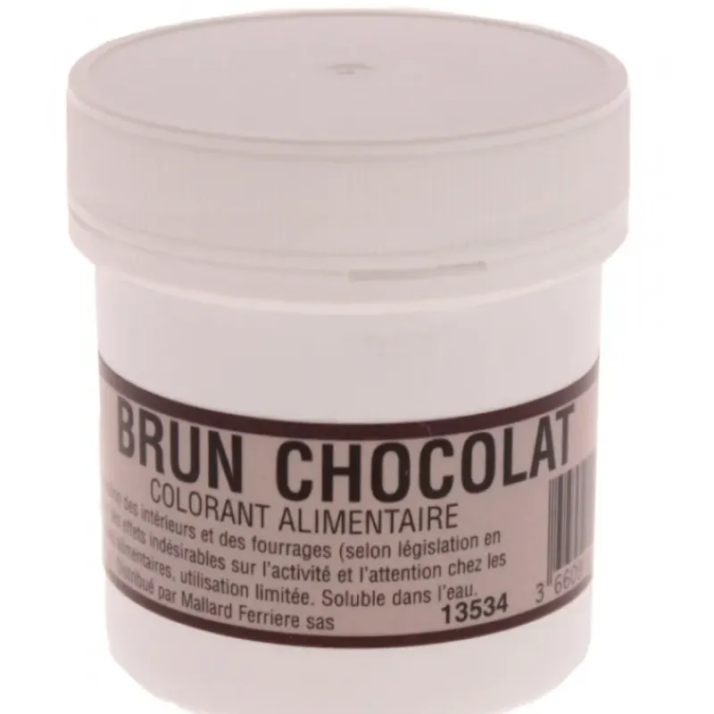 MALLARD FERRIERE Colorant alimentaire Marron Brun Chocolat E102/E129/E151 Poudre Hydrosoluble 20g* Colorants Alimentaires