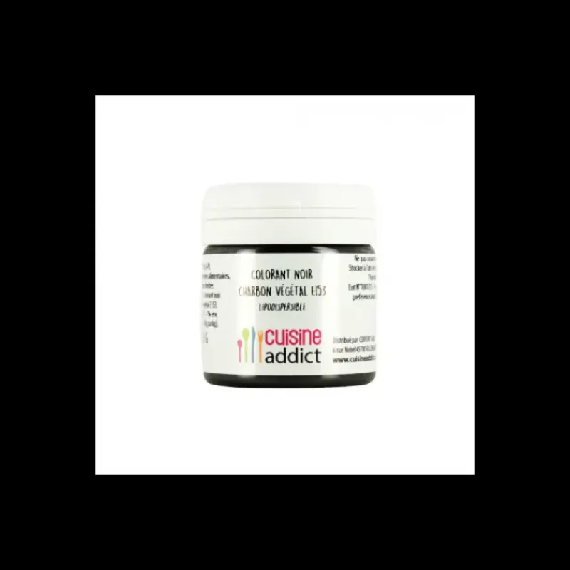 CUISINEADDICT Colorant alimentaire Noir Charbon Végétal E153 20g Poudre Lipodispersible* Colorants Alimentaires