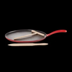 LE CREUSET Crêpière Fonte Émaillée 27 cm Cerise avec Accessoires* Poêles