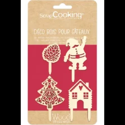 SCRAPCOOKING Décor de Bûche en Bois (x4)* Décoration Gâteau