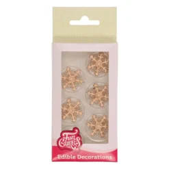 FUNCAKES Décoration Gâteau Flocon de Neige Doré en Pâte à Sucre (x12)* Décoration Comestible