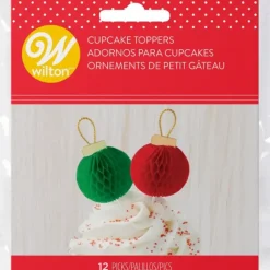 WILTON Décorations Boules de Noël Rouges et Vertes sur Piques (x12)* Décoration Gâteau