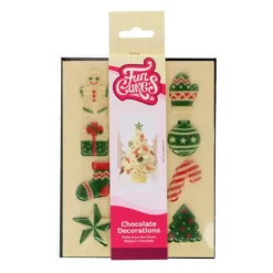 FUNCAKES Décors Chocolat Blanc Figures de Noël (x12)* Décoration Comestible