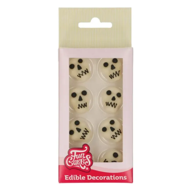 FUNCAKES Décors en Pâte à Sucre Tête de Mort (x8)* Décoration Comestible