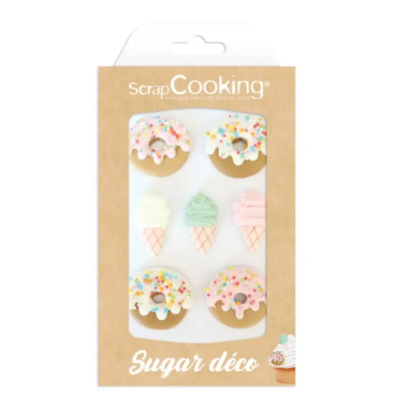 SCRAPCOOKING Décors en Sucre Donuts et Glaces (x7)* Décoration Comestible