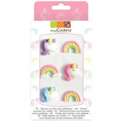 SCRAPCOOKING Décors en Sucre Licorne et Arc en Ciel x6* Décoration Comestible