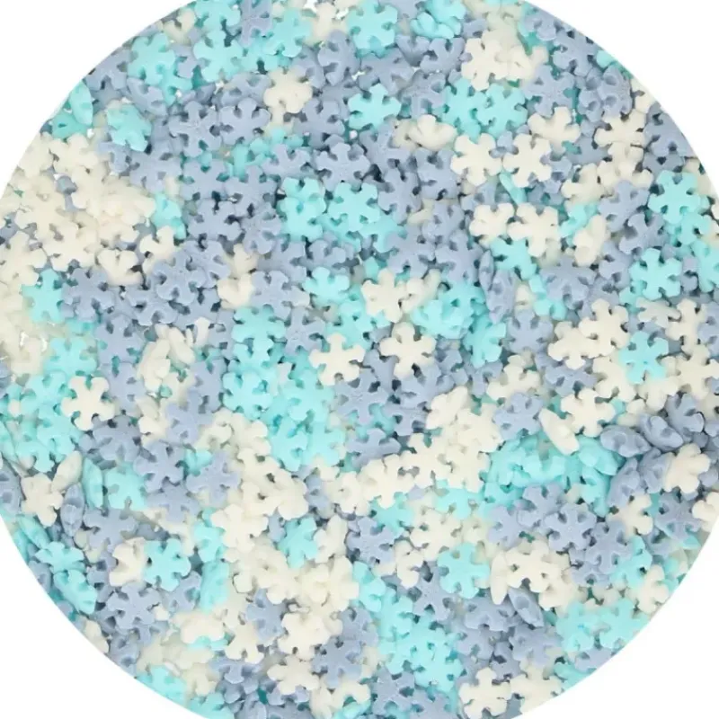 FUNCAKES Décors en Sucre Mini Flocons Bleu et Blanc 50 g* Décoration Comestible