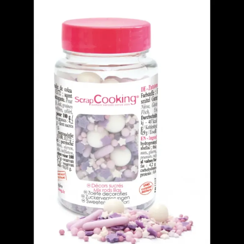 SCRAPCOOKING Décors en Sucre Mélange Rods Lilas 70 g* Décoration Comestible