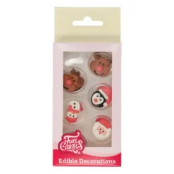 FUNCAKES Décors en Sucre Personnages de Noël (x12)* Décoration Comestible