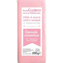 SCRAPCOOKING DLUO Dépassée Pâte à Sucre Rose Spéciale Couverture 200g* Pâte À Sucre