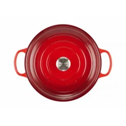 LE CREUSET Faitout Cerise en Fonte avec Intérieur Sable 30 cm Signature* Faitout