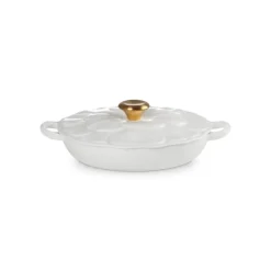 LE CREUSET Faitout Fonte Émaillée Pétales Blanc avec Bouton Doré 26 cm* Faitout