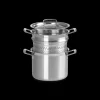 LE CREUSET Faitout Inox 20 cm avec Panier Vapeur* Faitout