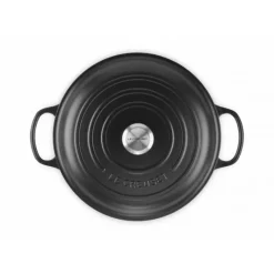 LE CREUSET Faitout Noir Mat en Fonte avec Intérieur Noir 30 cm Signature* Faitout