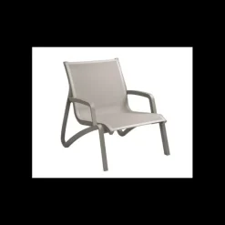 GROSFILLEX Fauteuil Conversationnel Gris Platinium Toile Grise Sunset* Mobilier Lounge|Salon De Jardin Professionnel