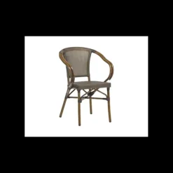 LYROSE Fauteuil Imitation Rotin Beige et Bois* Mobilier Terrasse Restaurant