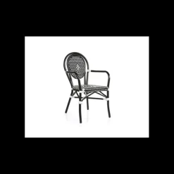 LYROSE Fauteuil Tressé Bamboo Noir et Blanc* Mobilier Terrasse Restaurant