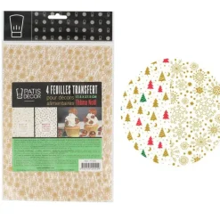 PATISDECOR Feuille Transfert Chocolat Noël 17,5 x 27,5 cm (x4) Patisdécor* Décoration Comestible