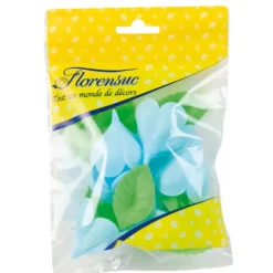 FLORENSUC Fleurs de rose bleue x6, grandes feuilles x12 - en Azyme* Décoration Comestible