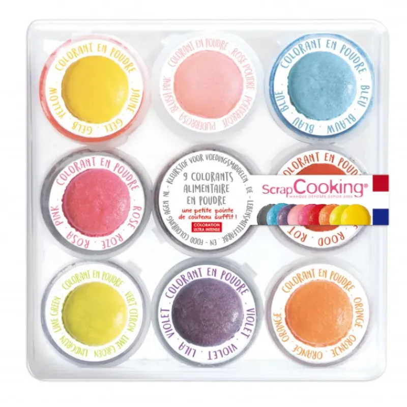 SCRAPCOOKING Kit Colorant Alimentaire Naturel en Poudre 16,5 g (x9)* Colorants Alimentaires