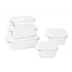PEBBLY Lot 5 Boîtes de Conservation en Verre* Plat De Cuisson|Conservation