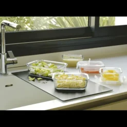 PEBBLY Lot 5 Boîtes de Conservation en Verre* Plat De Cuisson|Conservation