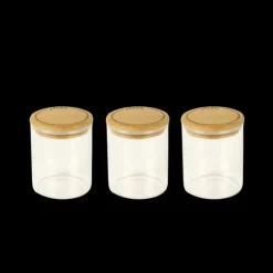 PEBBLY Lot 3 Pots à Épices en Verre et Bambou 190 ml* Conservation