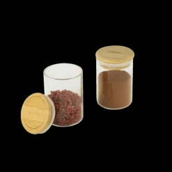 PEBBLY Lot 3 Pots à Épices en Verre et Bambou 190 ml* Conservation