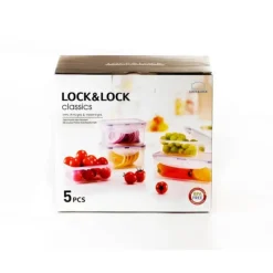 LOCK AND LOCK Lot de 5 Boîtes de Conservation Plastique 350 ml - 470 ml - 1 L* Conservation