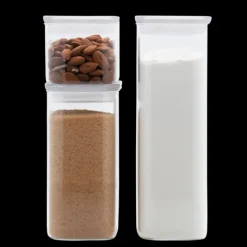 PEBBLY Lot de 3 Boîtes de Conservation en Verre Rectangulaire* Conservation