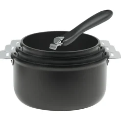 CRISTEL Lot de 3 Casseroles Aluminium avec 1 Poignée Noire Cookway Amovible* Batterie De Cuisine|Casseroles