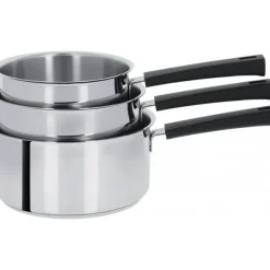 CRISTEL Lot de 3 Casseroles inox à Poignée Noire Mutine Fixe* Batterie De Cuisine|Casseroles