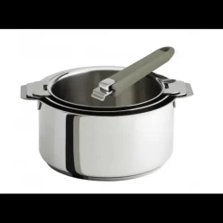 CRISTEL Lot de 3 Casseroles inox avec Poignée Taupe Mutine Amovible* Batterie De Cuisine|Casseroles