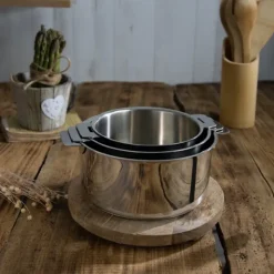 CRISTEL Lot de 3 Casseroles Inox Mutine avec 1 Poignée Amovible Casteline* Casseroles