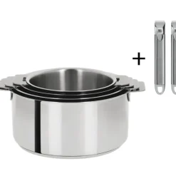 CRISTEL Lot de 4 Casseroles inox Mutine avec 2 Poignées Zénith Amovibles* Casseroles