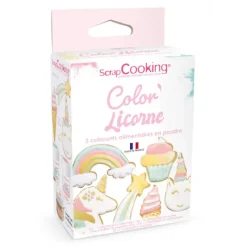 SCRAPCOOKING Lot de 3 colorants alimentaires en poudre, rose, vert et doré 5g* Colorants Alimentaires