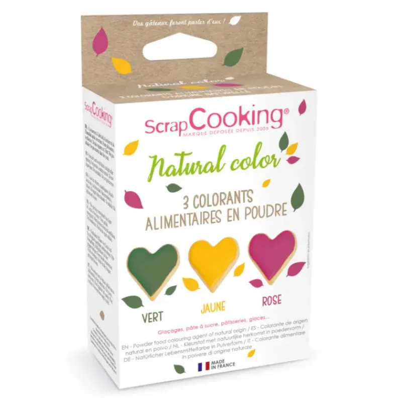 SCRAPCOOKING Lot de 3 Colorants en Poudre Alimentaire Rose/Vert/Jaune* Colorants Alimentaires