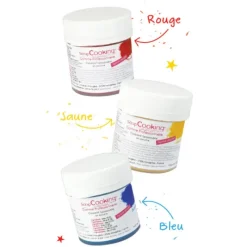 SCRAPCOOKING Lot de 3 Colorants Liposolubles en Poudre Rouge / Bleu / Jaune* Colorants Alimentaires