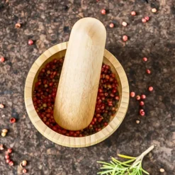 PEBBLY Mortier Pilon Bambou Ø 11,5 cm x H 7 cm* Pilon Et Casse-noix