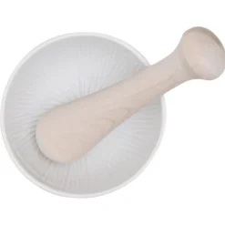 KAI Mortier Porcelaine avec Pilon en Bois Select 100* Pilon Et Casse-noix