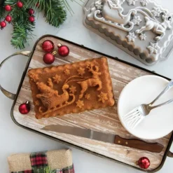 NORDIC WARE Moule à Cake Traineau du Père-Noël Silver* Moule Anti-adhésif|Moules À Gâteaux