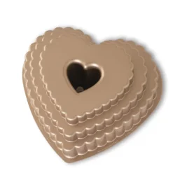 NORDIC WARE Moule à Gâteau Bundt Cœur 3 Étages Toffee* Moule Anti-adhésif|Moules À Gâteaux