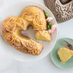 NORDIC WARE Moule à Gâteau Bundt Cœur Floral Toffee* Moule Anti-adhésif|Moules À Gâteaux