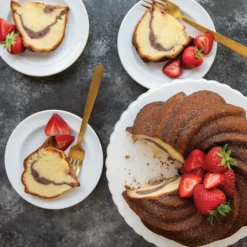 NORDIC WARE Moule à Gâteau Bundt Tourbillon Gold* Moule Anti-adhésif|Moules À Gâteaux