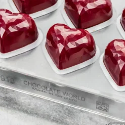 CHOCOLATE WORLD Moule Chocolat Cœur à Facettes 3,6 x 2,9 cm (x21)* Moules À Chocolat