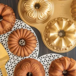 NORDIC WARE Moule Mini Bundt Assortis (x4) Gold* Moule Anti-adhésif|Moules À Gâteaux